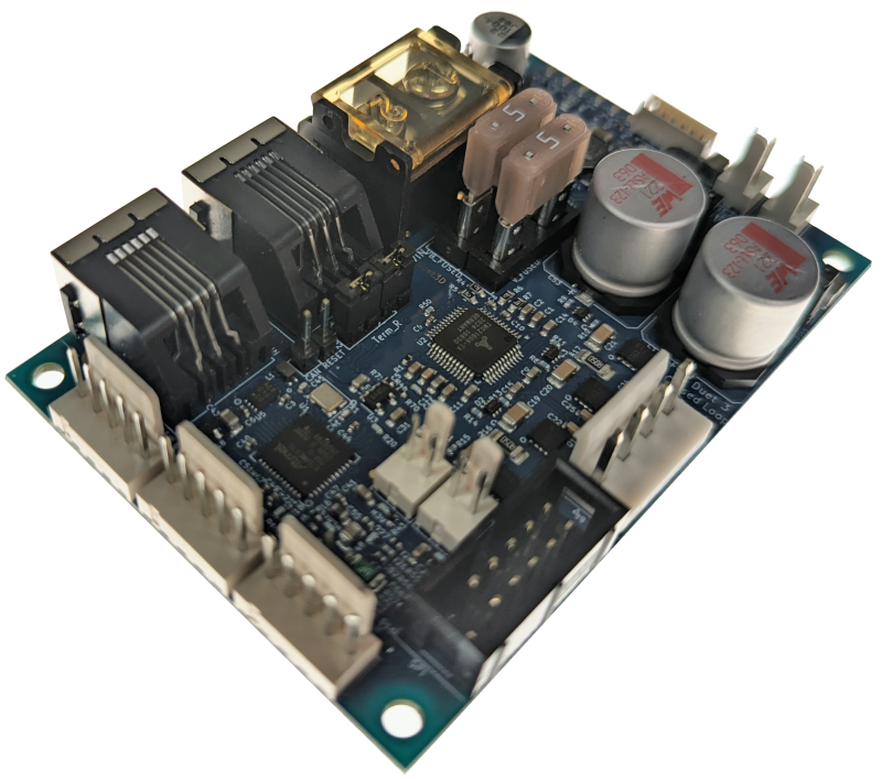 Photograph of a Duet 3 1HCL board shown at an angle