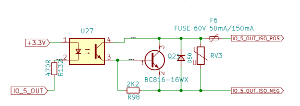 Schematic of the opto-isolated output circuit on the Duet3 Mainboard 6XD