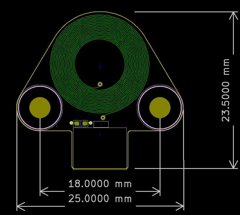 Diagram showing the outer dimensions of the 15mm Coil