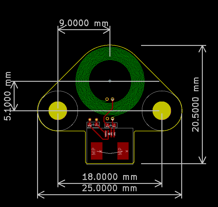 Diagram showing the outer dimensions of the 12mm Coil