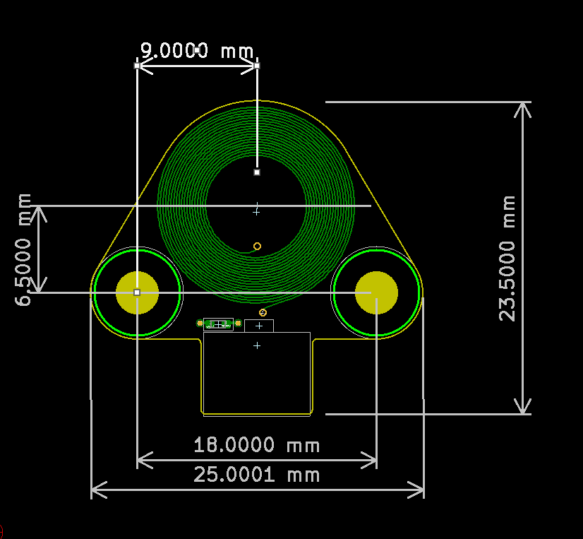Diagram showing the outer dimensions of the 15mm Coil